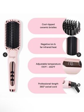 Lange Pink and Black Heated Straightening Brush